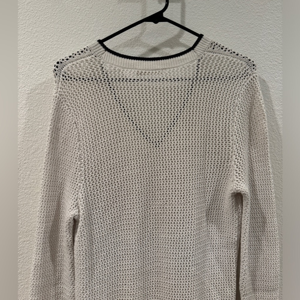 Rag & Bone Elizabeth Open Knit V Neck White Black Contrast Sweater Size Small - Picture 10 of 16